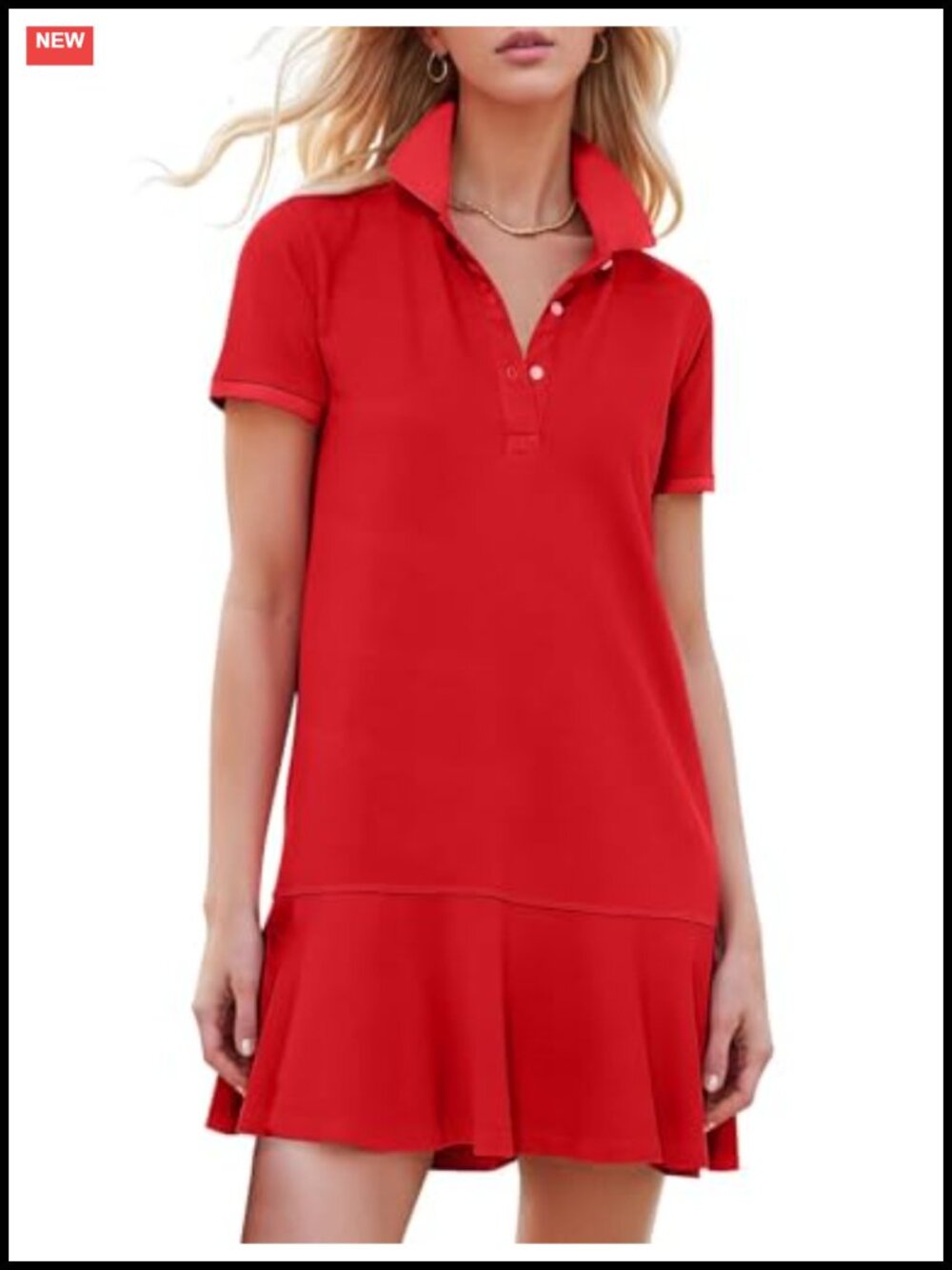 Women's Polo Dress Cotton Blend Mini Shirt Dress Golf Tennis